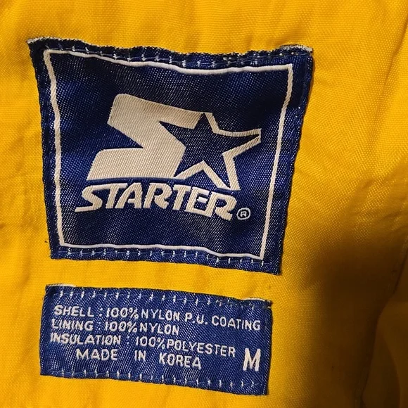 Vintage 90s Starter Notre Dame Fighting Irish College Jacket Blue Yellow Medium - Picture 10 of 16